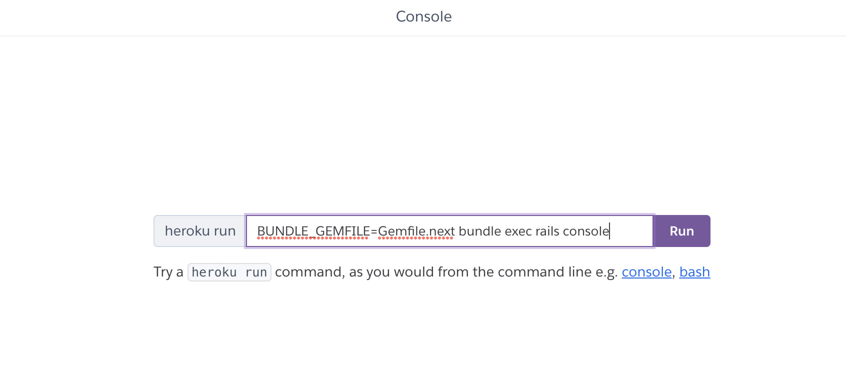 Heroku console execute command