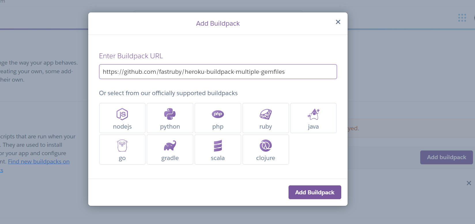 Heroku adding a buildpack